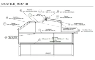 Aufstockung Mehrfamilienwohnhaus, Dachausbau, Konstruktionszeichnung, Schwabmünchen Aufstockung Mehrfamilienwohnhaus, Dachausbau, Konstruktionszeichnung, Schwabmünchen